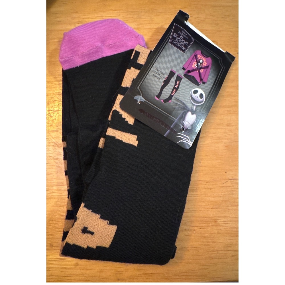 Disney Nightmare Before Christmas Above Knee Socks Only Eek Aaah 1 Pr OSFM NWT